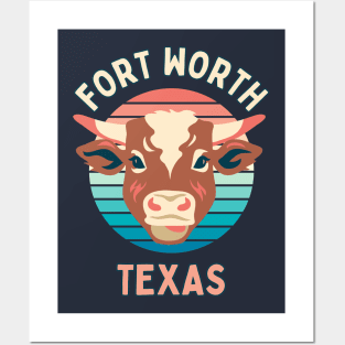 Fort Worth City Texas with Cow Posters and Art